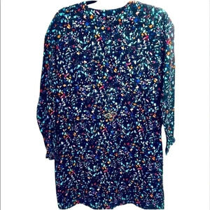 Retro Vintage Style Black Long Sleeve Linen Blend Dress with Pockets  Size XS